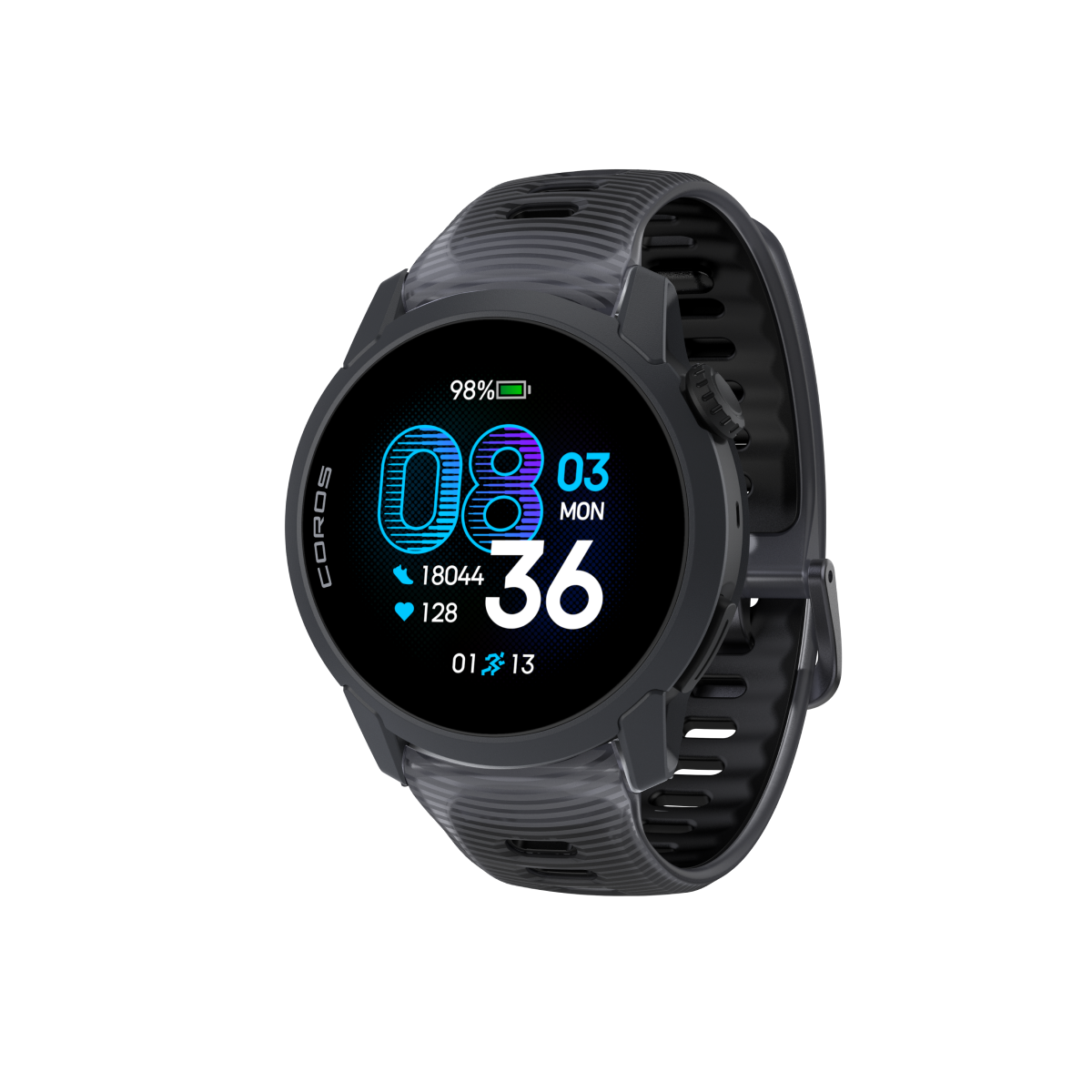 Black Watch Body with Black Crystal Silicone Band