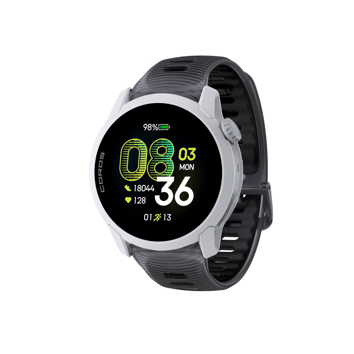 White Watch Body with Black Crystal Silicone Band